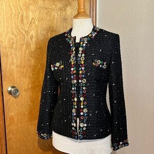 Vintage tweed embellished jacket women’s petite small Berek Takako Sakon